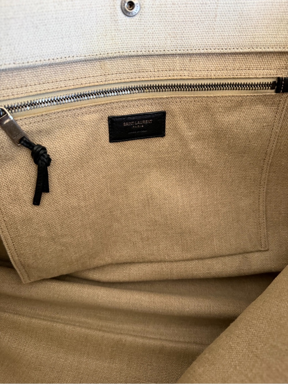 Authentic Saint Laurent Canvas Rive Gauche Tote in Ivory and Black - Picture 12 of 17